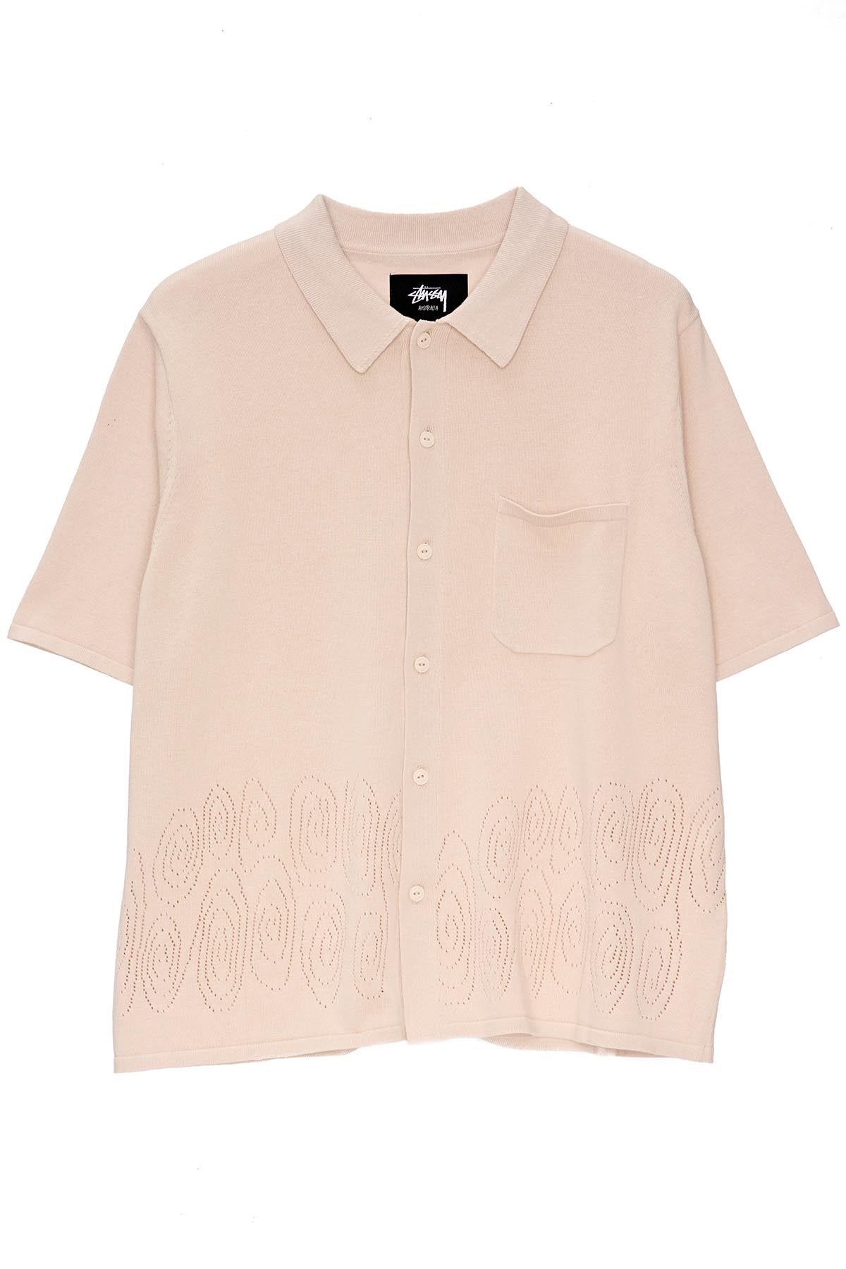 PERFORATED SWIRL KNIT SHIRT - Cream | Stussy AU - Stüssy Australia