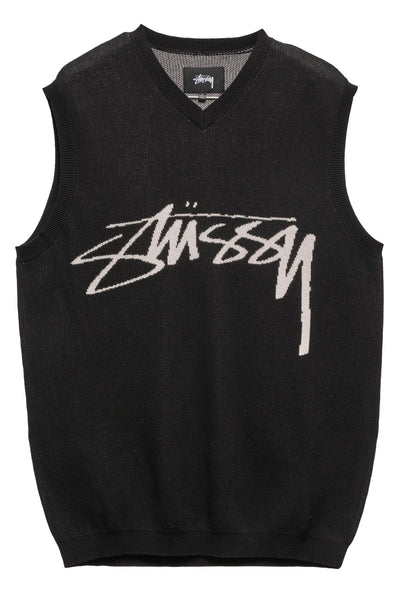 SMOOTH STOCK KNIT VEST - Black | Stussy AU - Stüssy Australia